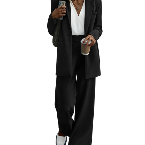 Oversized Blazer & Wide Leg Pantsuit Set - Business Casual Formal Outfit